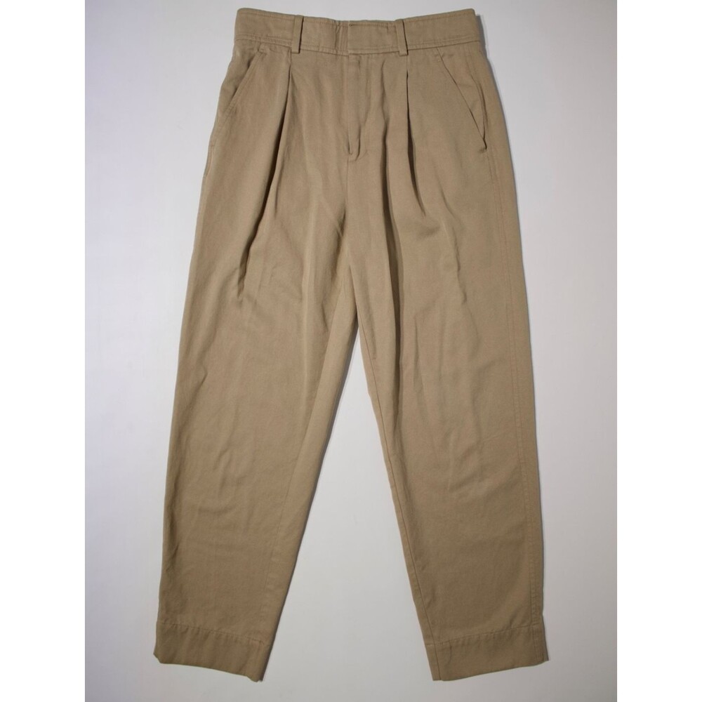 Everlane High Waist Pleated Taper Ankle Pants Trousers Khaki Beige Women Size 2